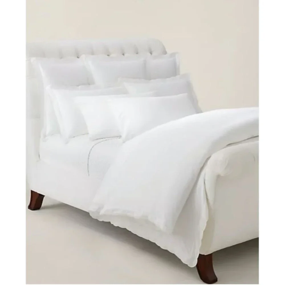 Ralph Lauren MALIN Scalloped ORGANIC Pillowcases 500 TC   Standard White/silver